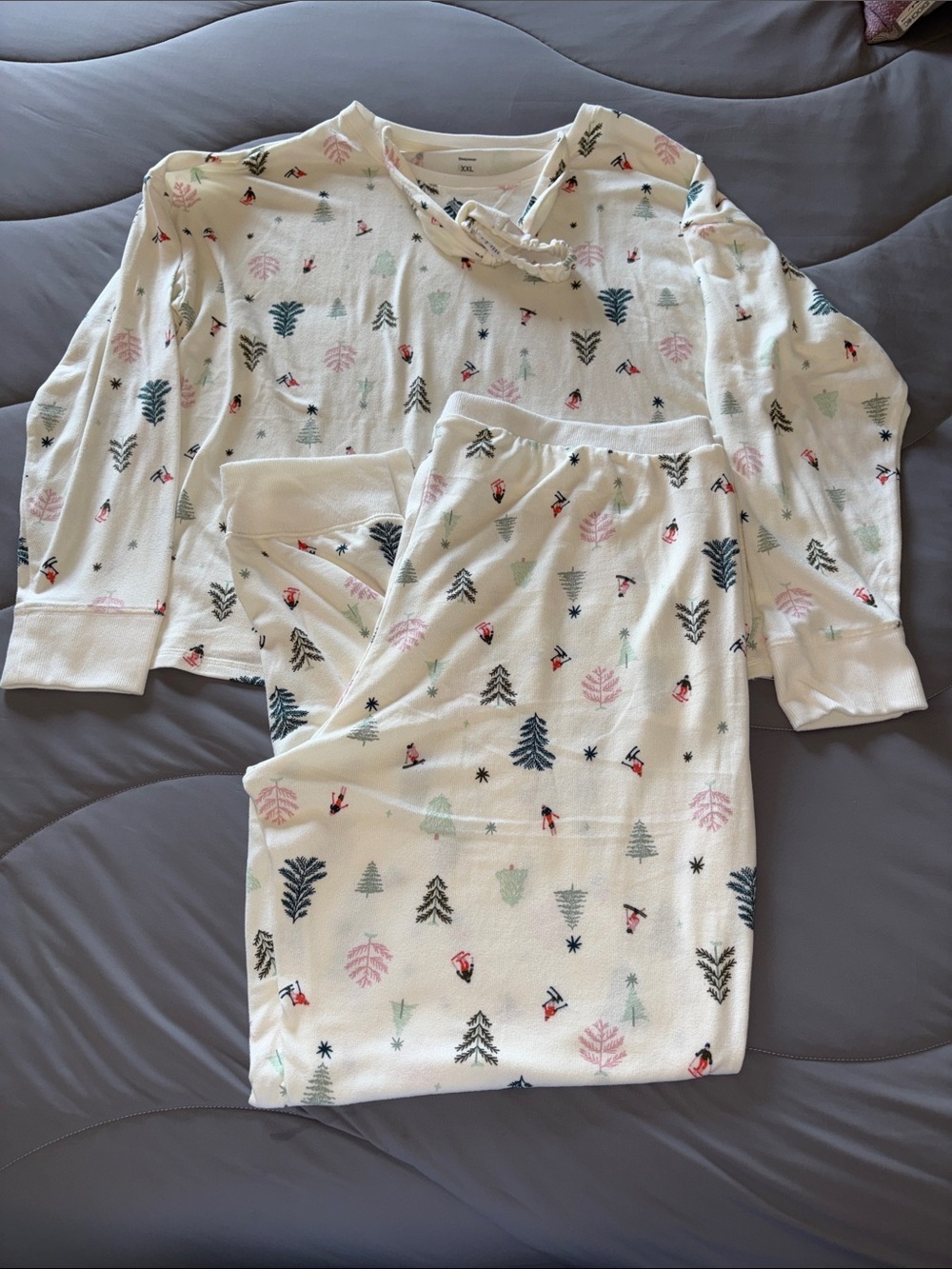 Sonoma Ivory Sky 3Pc Pajama Set with headband Holiday Print BNWT XXL